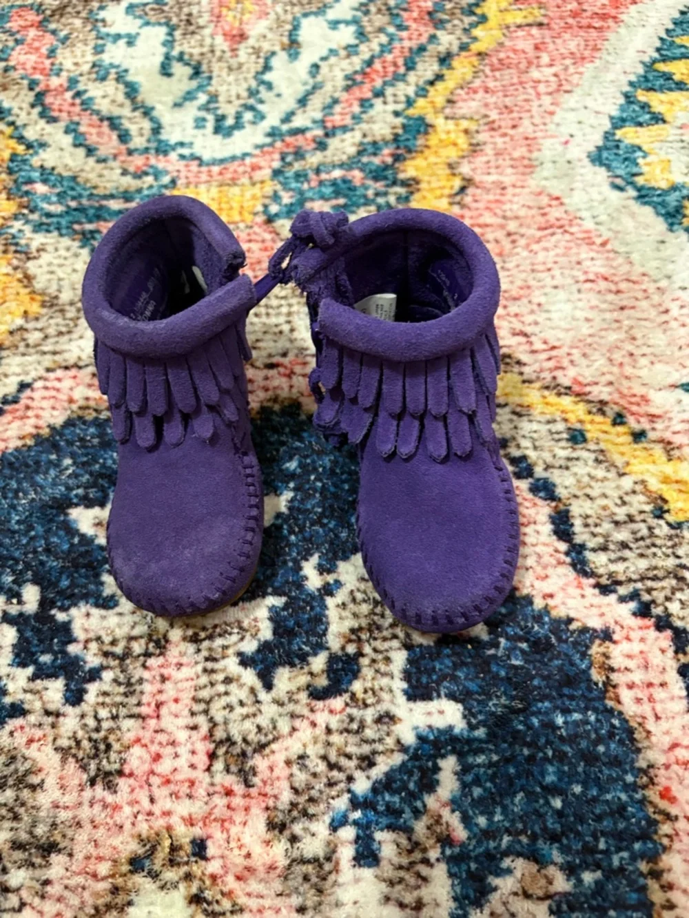 Minnetonka Purple Fringe Moccasin Booties for baby
